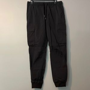 Men’s Slim Fit Black Nylon Cargo Joggers